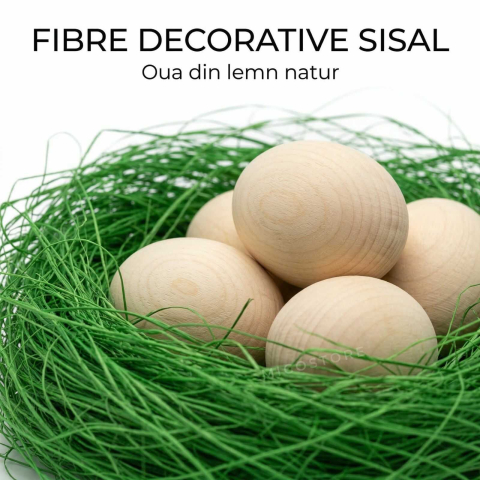 Pachet Paste: iarba decorativa verde 100g + 10 oua din lemn pentru pictat [4]