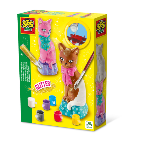 Seturi creative pentru copii - Set creativ pentru copii cu mulaj si pictura - Pisica, copii varsta 5 ani+,8 ani+