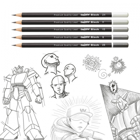 Set creioane pentru desene si schite cu mina grafit - Carioca 2H. [2]