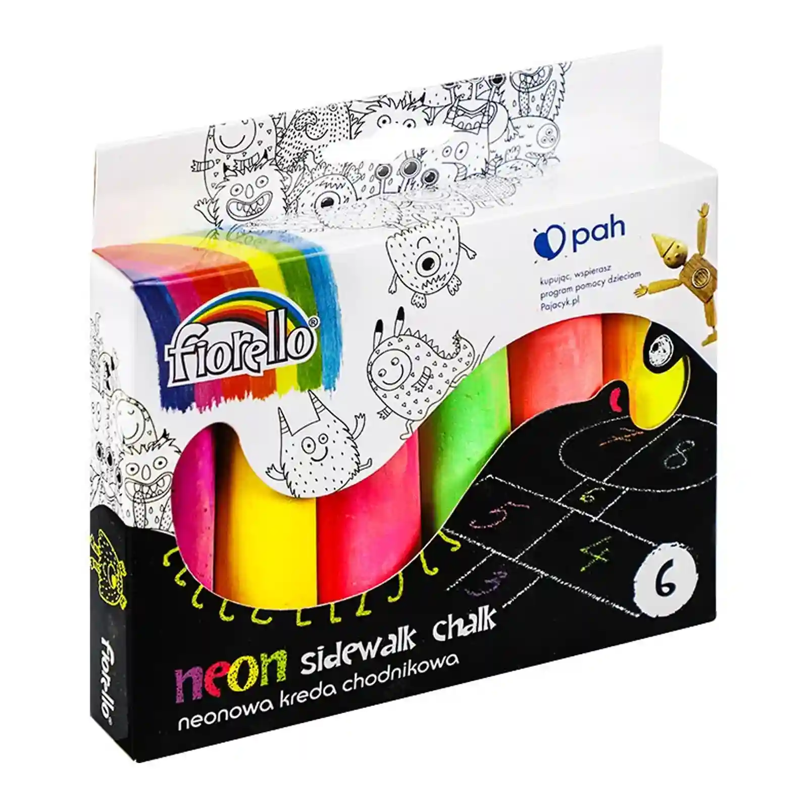 Jucării și Jocuri pentru copii - Set Creta Groasa Colorata Neon, desene pe asfalt, 6 bucati