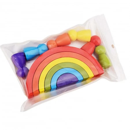 Set curcubeu montessori din lemn, 6 semicercuri si 6 pitici [2]