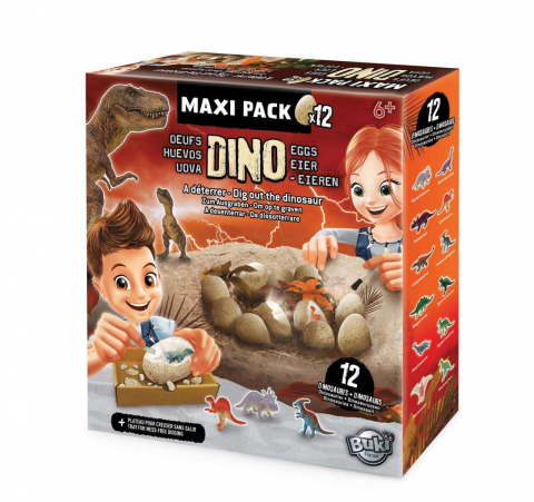 Jucării și Jocuri pentru copii - Set de 12 oua care contin figurine cu diferite specii de dinozauri, poster inclus.