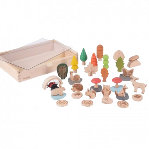 Jucării și Jocuri pentru copii - Set de 37 figurine din lemn pentru activitati educative Padurea