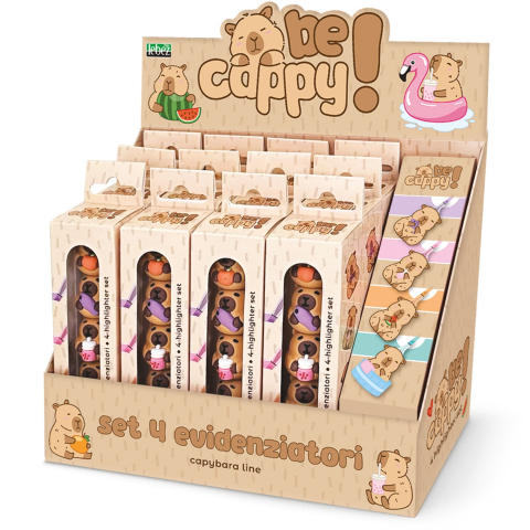 Rechizite Școlare - Set de 4 mini markere de evidentiere BeCappy Capibara, , pret/1 buc