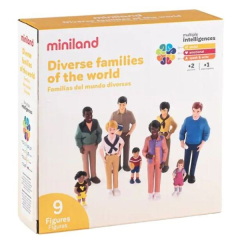 Jucării și Jocuri pentru copii - Set de 9 figurine Familia - diversitate si integrare etnica, cu rol didactic