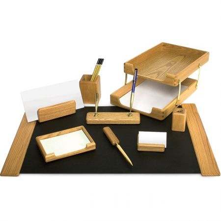 Articole pentru birou - Set de birou din lemn 10 piese