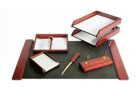 Articole pentru birou - Set de birou din lemn maro 6 piese