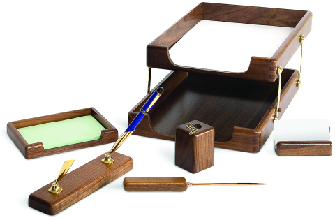 Articole pentru birou - Set de birou din lemn stejar 6 piese