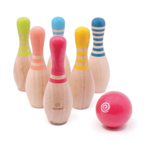Set de bowling din lemn, Svoora pentru Baiat, Fata varsta 3 - 6, 6 - 9, 9+ [2]