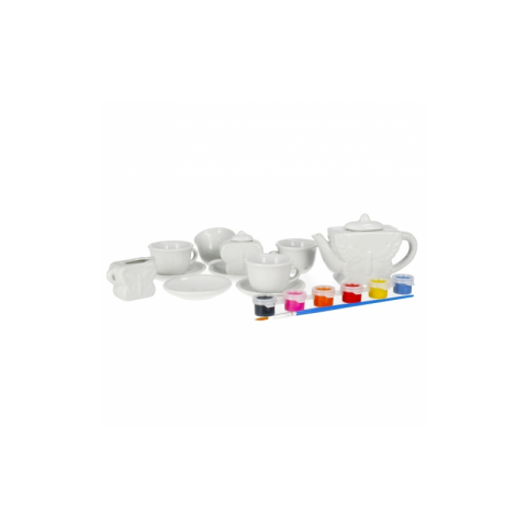 Set de ceai - pentru pictat - ceramica, 15 piese, acurele si pensula incluse, MegaCreative 501294, 3+ ani [2]