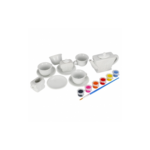 Set de ceai - pentru pictat - ceramica, 15 piese, acurele si pensula incluse, MegaCreative 501294, 3+ ani [1]