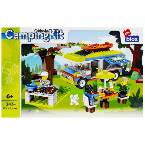 Casă, gradină și bricolaj - Set de constructie Alleblox Camping Kit - cu rulota la picnic - AB7002 / 478256, 343 piese, 6+