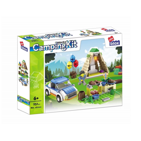 Casă, gradină și bricolaj - Set de constructie Alleblox Camping Kit - zona de campare - AB7001 / 478245, 251 piese, 6+