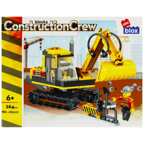 Jucării și Jocuri pentru copii - Set de constructie Alleblox Construction Crew - excavator - AB5007 / 478244, 264 piese, 6+