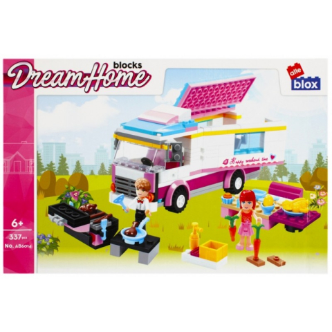 Jucării și Jocuri pentru copii - Set de constructie Alleblox Dream Home - cu rulota la picnic - AB6014 / 478257, 337 piese, 6+