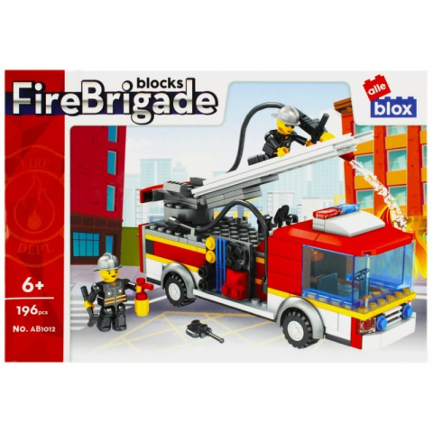 Jucării și Jocuri pentru copii - Set de constructie Alleblox Fire Brigade - camion cu scara - AB1012 / 478249, 196 piese, 6+