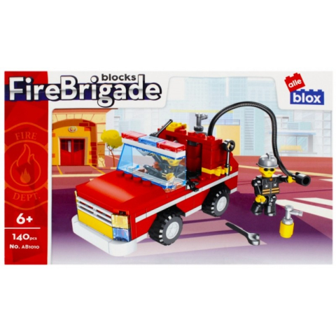 Jucării și Jocuri pentru copii - Set de constructie Alleblox Fire Brigade - masina de pompieri pentru interventie rapida - AB1010 / 578232, 140 piese, 6+