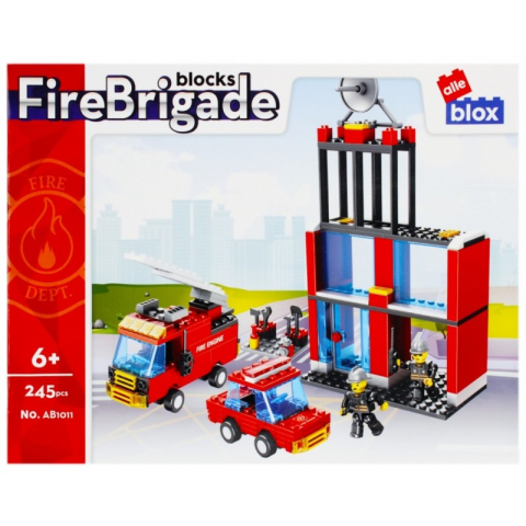 Jucării și Jocuri pentru copii - Set de constructie Alleblox Fire Brigade - sectia de pompieri - AB1011 / 478236, 245 piese, 6+