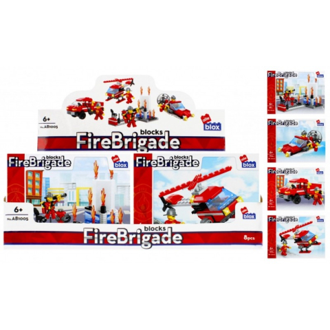 Jucării și Jocuri pentru copii - Set de constructie Alleblox Fire Brigade - vehicule cu pompier, diverse modele - 478223, 98-104 piese, 6+ ani