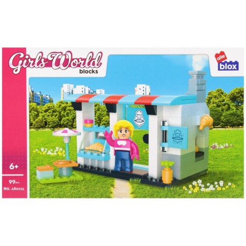 Jucării și Jocuri pentru copii - Set de constructie Alleblox Girls World - stand de brutarie - AB6025 / 547905, 99 piese, 6+