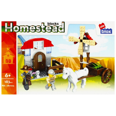 Jucării și Jocuri pentru copii - Set de constructie Alleblox Homestead - ferma cu moara de vant - AB7003 / 478253, 183 piese, 6+
