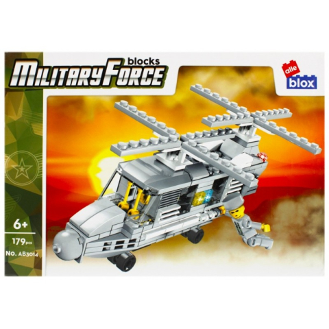 Jucării și Jocuri pentru copii - Set de constructie Alleblox Military Force - elicopter cu 2 elice - AB3014 / 478247, 179 piese, 6+