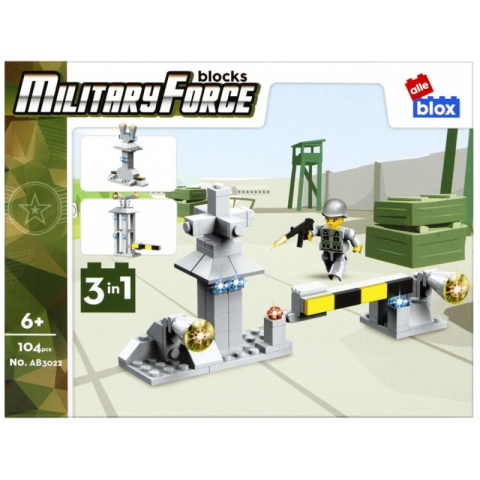 Jucării și Jocuri pentru copii - Set de constructie Alleblox Military Force - punct de control 3 in 1 - AB3022 / 492847, 104 piese, 6+