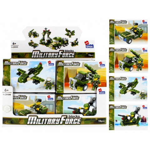 Jucării și Jocuri pentru copii - Set de constructie Alleblox Military Force - vehicule militare, diverse modele - 477374, 64-68 piese, 6+