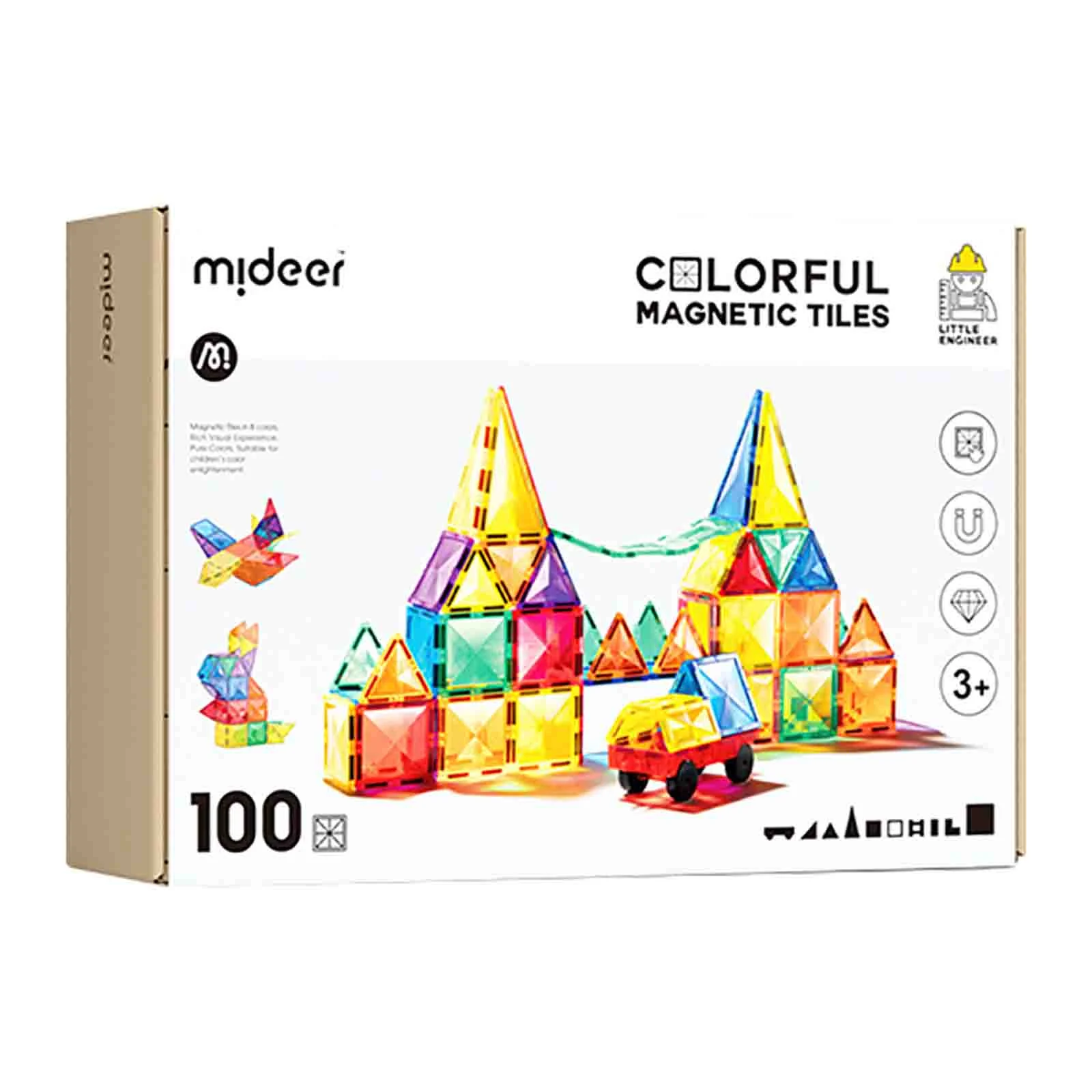 Mideer - Set de constructie magnetic, 100 piese - Micostore.ro