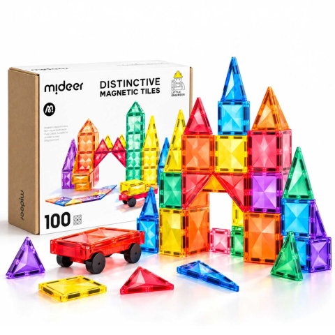Seturi de Constructie Magnetice - Mideer - Set de constructie magnetic, 100 piese - Micostore.ro