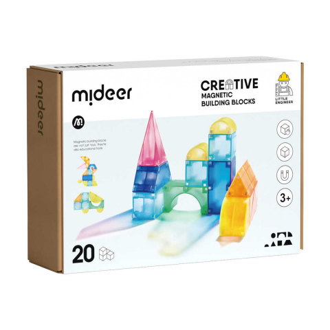 Jucării și Jocuri pentru copii - Set de constructie magnetic, 20 piese colorate