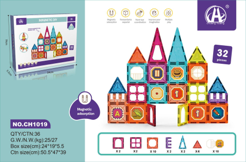 Set de constructie magnetic - 32 piese (7.5 cm) [1]