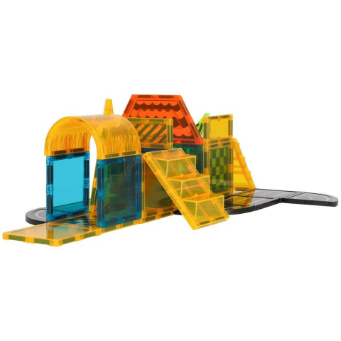 Set de constructie magnetic, 50 piese, 3D, Vehicule Santier, STEM, Blocuri magnetice [9]