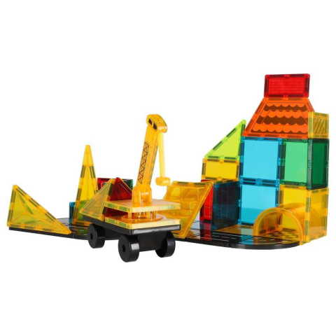 Set de constructie magnetic, 50 piese, 3D, Vehicule Santier, STEM, Blocuri magnetice [1]