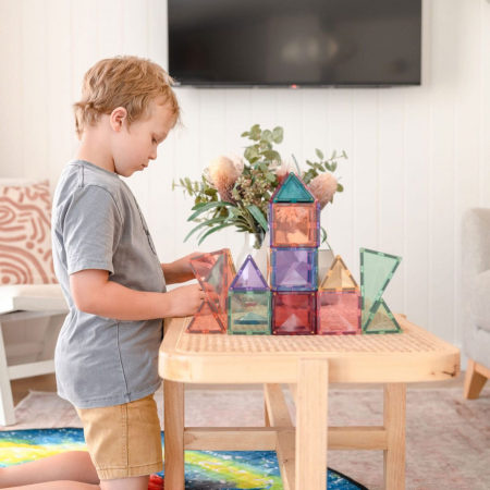 Set de constructie magnetic, 64 de piese, cu forme geometrice, Pastel, Magnetic Tiles [2]
