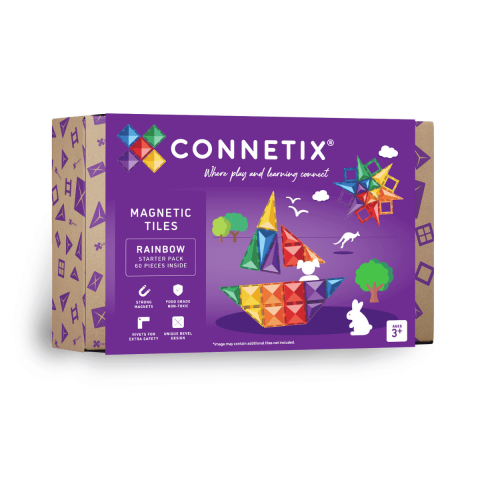 Jucării și Jocuri pentru copii - Set Constructie Magnetic Connetix Rainbow Starter Pack 60 Piese