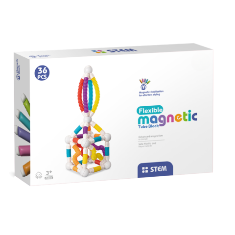 Seturi de construcție - Set de constructie magnetic cu tuburi flexibile (36 piese)