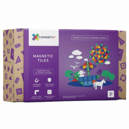 Jucării STEM, Știință şi Experimente - Connetix - Set de constructie magnetic, 62 piese - Micostore.ro