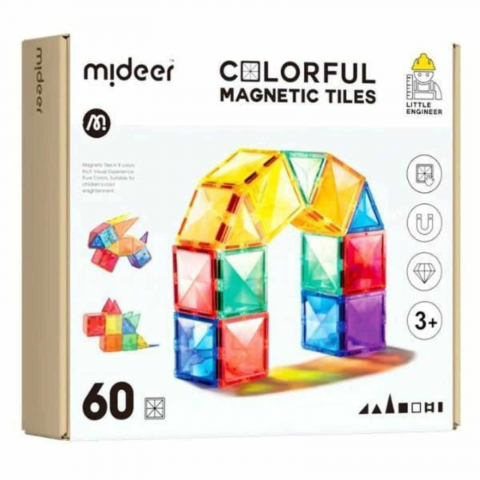 Seturi de construcție magnetice - Mideer - Set de constructie magnetic, 60 piese - Micostore.ro