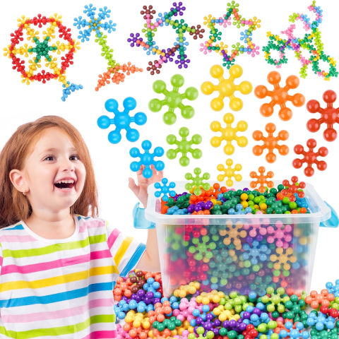 Jucării și Jocuri pentru copii - Set de constructie stelute STEM ,220 piese, Interblocabile, interactiva cu combinatii infinite, din plastic solid pentru copii peste 3 ani, diametru 2,6 cm, multicolor