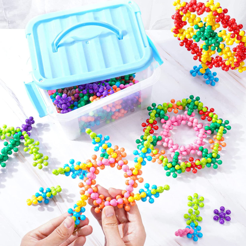 Set de constructie stelute STEM ,220 piese, Interblocabile, interactiva cu combinatii infinite, din plastic solid pentru copii peste 3 ani, diametru 2,6 cm, multicolor [3]