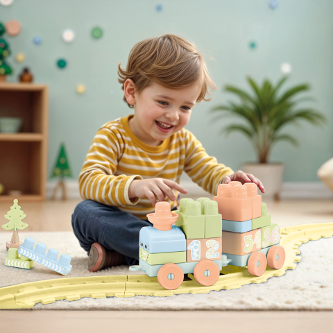 Set de constructii cu trenulet - 36 piese (pastel) [1]