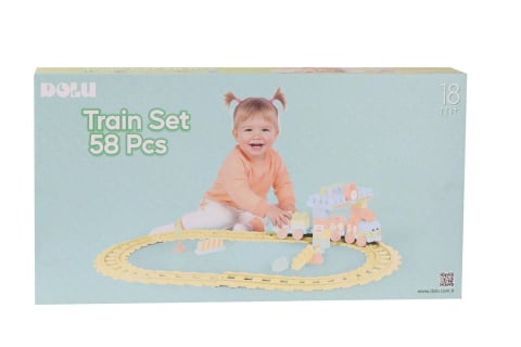 Set de constructii cu trenulet - 58 piese (pastel) [1]