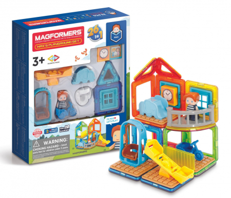 Jucării și Jocuri pentru copii - Set de construit, 33 piese magnetice, Locul de joaca, Magformers
