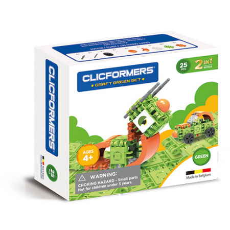Jucării și Jocuri pentru copii - Set de construit Clicformers, 25 piese, Craft, Verde