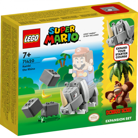 LEGO Super Mario - Set de extindere - Rinocerul Rambi, varsta de la 7 ani la 14 ani