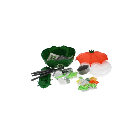 Set de joaca 4 in 1 - bucatarie utilata - accesorii diverse, cu maner, pe roti, verde-portocaliu, MegaCreative 460502, 3+ ani [4]