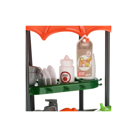 Set de joaca 4 in 1 - bucatarie utilata - accesorii diverse, cu maner, pe roti, verde-portocaliu, MegaCreative 460502, 3+ ani [6]