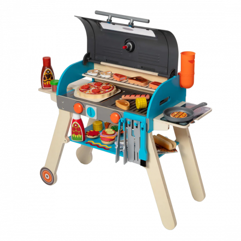 Jucării și Jocuri pentru copii - Set de joaca din lemn cu accesorii Grill si Pizza