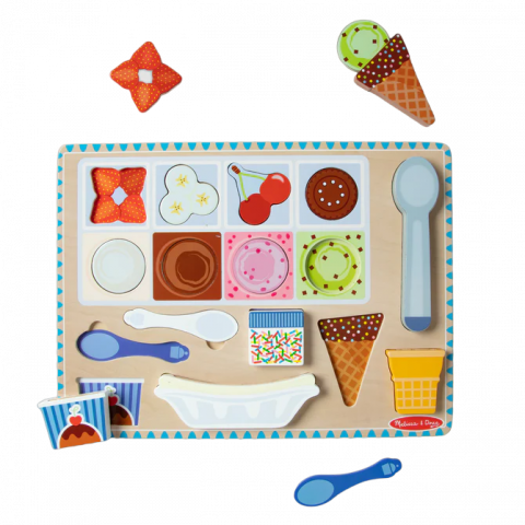 Jucării și Jocuri pentru copii - Set de joaca din lemn si puzzle magnetic Inghetata